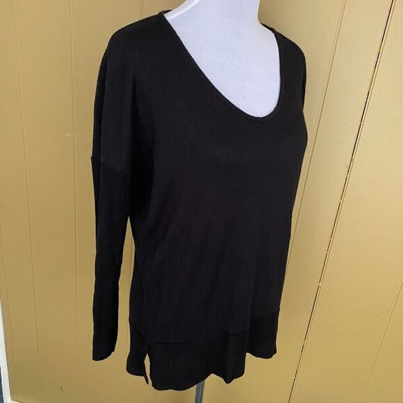 Time & Tru women S scoopneck batwing loose fit longsleeve sweater black - Picture 10 of 12